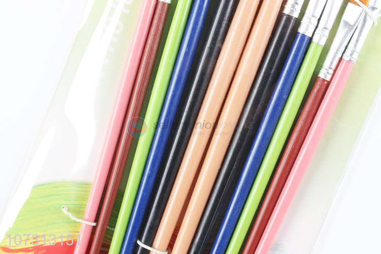 Best selling art supplies 12pcs plastic handle painting brush watercolor paintbrush