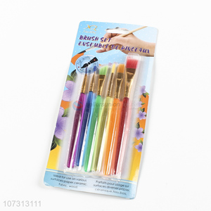 Low price art supplies 6pcs plastic handle painting brush watercolor paintbrush