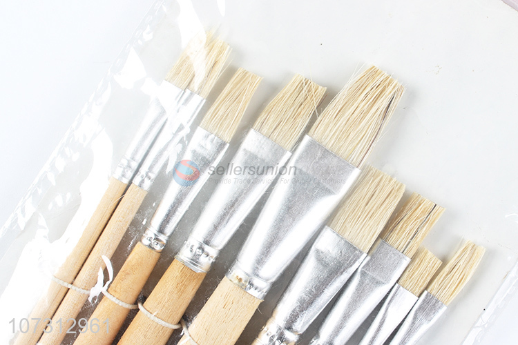 China supplier art tools 9pcs wooden handle watercolor painting brush oil paintbrush