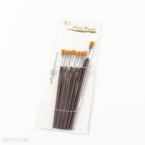 Competitive price art supplies 6pcs wooden handle painting brush watercolor paintbrush