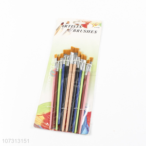 Best selling art supplies 12pcs plastic handle painting brush watercolor paintbrush