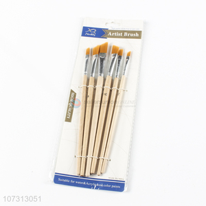 Promotional cheap art supplies 6pcs wooden handle painting brush watercolor paintbrush