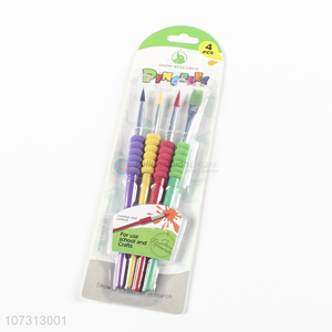 Wholesale cheap art tools 4pcs plastic handle watercolor painting brush oil paintbrush