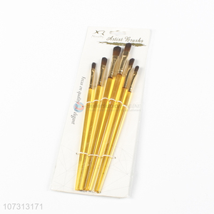 Professional supply art supplies 6pcs plastic handle painting brush watercolor paintbrush