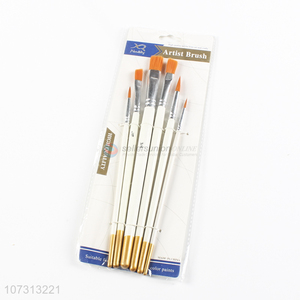 Top supplier art tools 6pcs wooden handle watercolor painting brush oil paintbrush