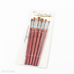 High quality art tools 6pcs wooden handle watercolor painting brush oil paintbrush