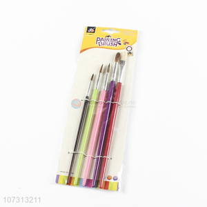 Factory price art supplies 5pcs plastic handle painting brush watercolor paintbrush