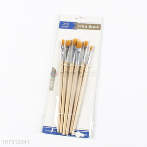 Premium quality art tools 6pcs wooden handle watercolor painting brush oil paintbrush