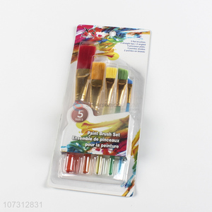 Good market art supplies 5pcs plastic handle painting brush watercolor paintbrush