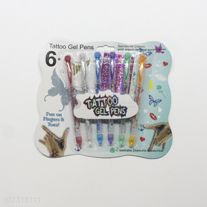 Best selling 6 colors glitter tattoo gel ink pen tattoo stencil sticker
