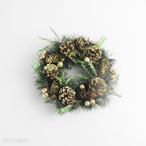 Reasonable price festival decoration Christmas wreath with pinecones