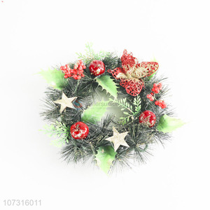 Most popular festival decoration Christmas wreath with pinecones