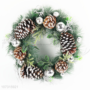 Factory direct sale pinecone Christmas wreath for door decoration
