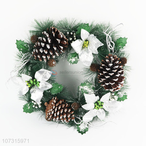 Good sale festival decoration Christmas wreath with pinecones