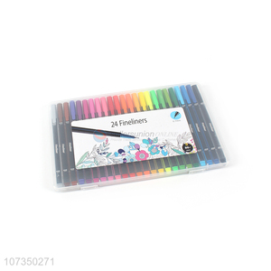 Hot sale 24 pieces 0.7mm plastic water color pens fine liner pens