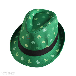 Hot Selling Clover Pattern Fedora Hat Colorful Billycock