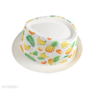 Wholesale Fruit Pattern Straw Fedora Hat Fashion Sun Hat