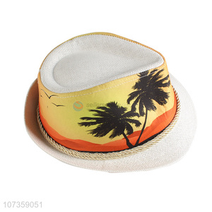 Fashion Printing Breathable Straw Fedora Hat For Sale