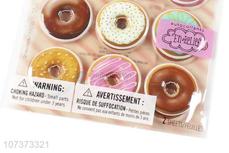 Most popular cute doughnut shape puffy pvc sticker 3d stickers