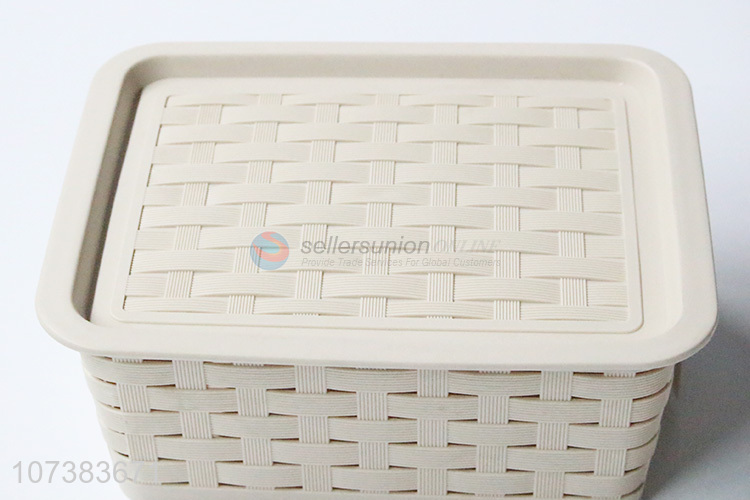 Good Quality Plastic Woven Storage Basket With Cover
