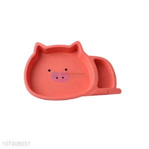 Cute design pig shape durable children feeding plate