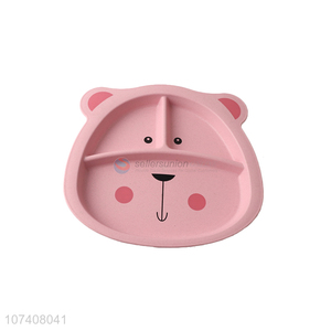 China factory pink bear shape dinnerware children plate