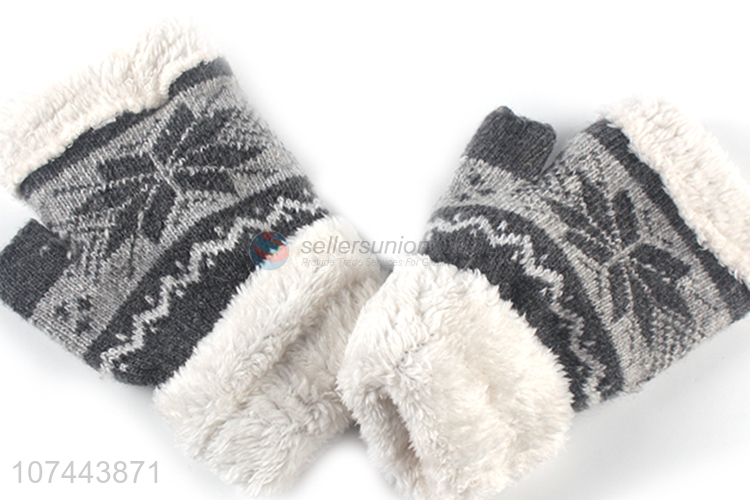 Creative Design Fingerless Gloves Soft Warm Woollen Gloves