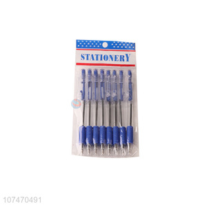 China supplier stationery 8 pieces plastic ball-point pen blue oil ink pen