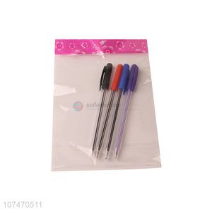 Factory supply stationery 4 pieces plastic ball-point pen multi color ball pens