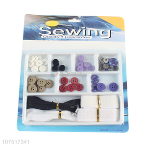 Hot selling sewing tool kit with button, zipper & hook loop fastener