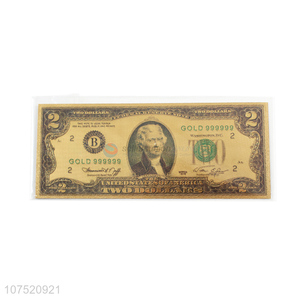 High quality 2 dollars fake money bill note gold foil banknote