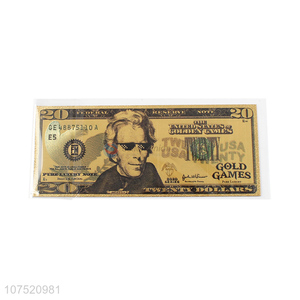 Low price 20 dollars fake money bill note gold foil banknote
