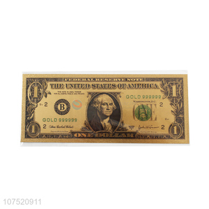 Most popular 1 dollar banknote 24k gold foil banknote for collection