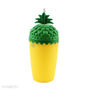 New Style Pineapple Shape Colorful Water Cup With Lid And Straw