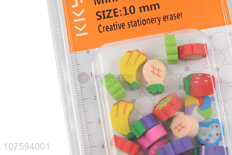 Low price cute mini fruit shape rubber eraser creative stationery