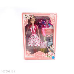 Hot sale 11inch solid body moveable joints pretty girl doll set