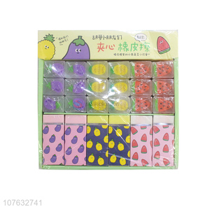 Hot Selling Colorful Fruit Pattern Rectangle Eraser Set