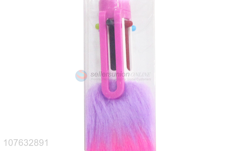 New Arrival Colorful Fluffy Plush Multicolored Ball Point Pen