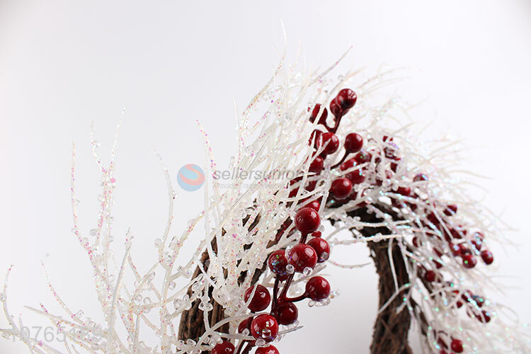 Design unique sparkling white branch red fruit wreath