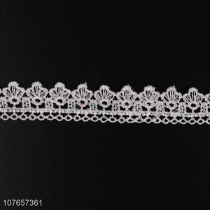 White border polyester embroidery lace trim for clothing