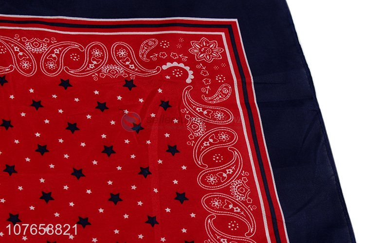Hot sale black small star decoration retro pattern border square scarf