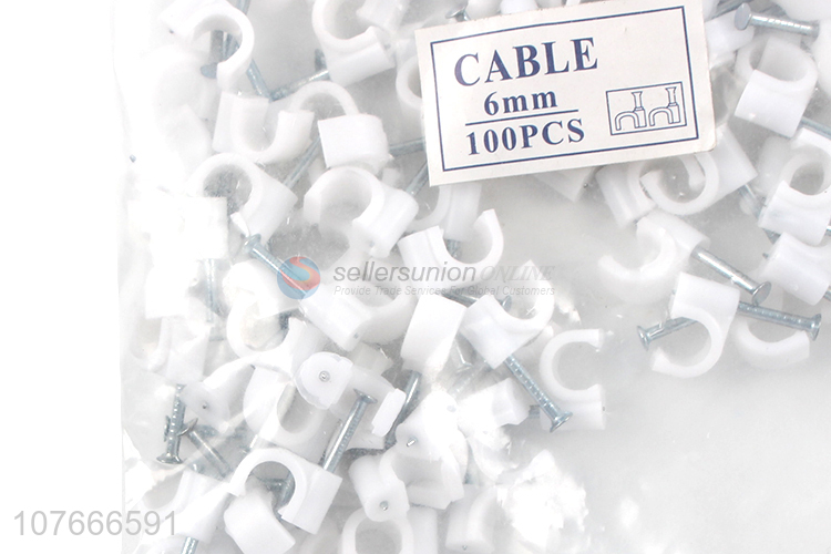 Durable white plastic cable clips with top quality