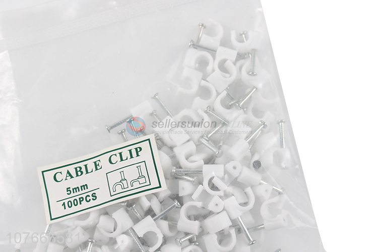 Plastic circle round electrical wire cable clips with nail