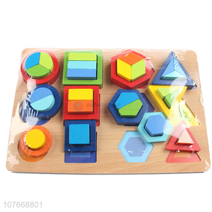 Best Quality Kids Wooden Geometric Shapes Building Blocks Puzzle Toy