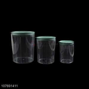 Hot sale 3 pieces transparent sealed pot airtight storage jar