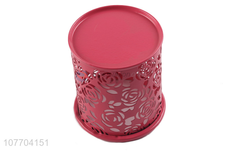 New arrival round metal pen container fashion rose pen holder