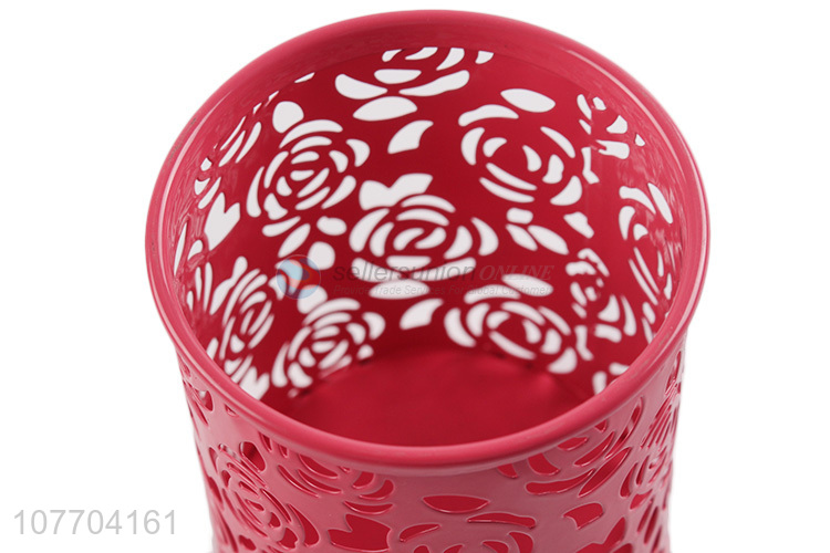 Wholesale exquisite round metal pen holder popular rose pen container