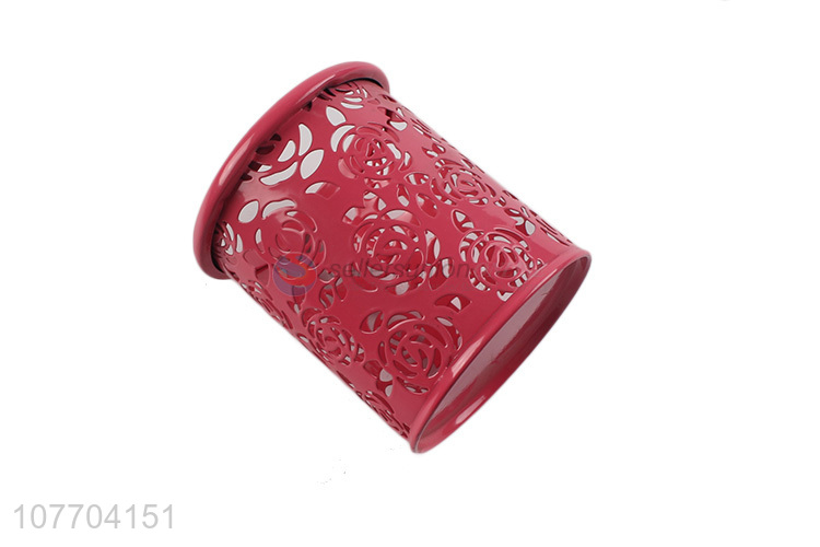 New arrival round metal pen container fashion rose pen holder