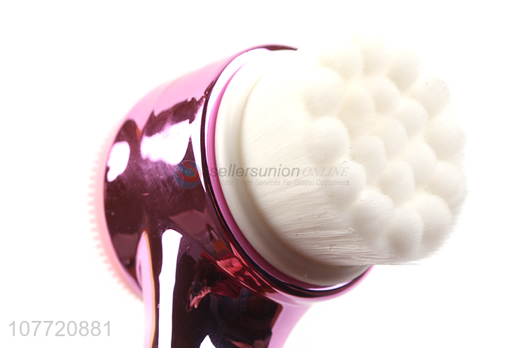 Double Sides Silicone Facial Cleaning Brush With Electroplating Handle