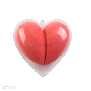 Latest 2 Pieces Soft Powder Puff Makeup Blender With Heart-Shaped Box